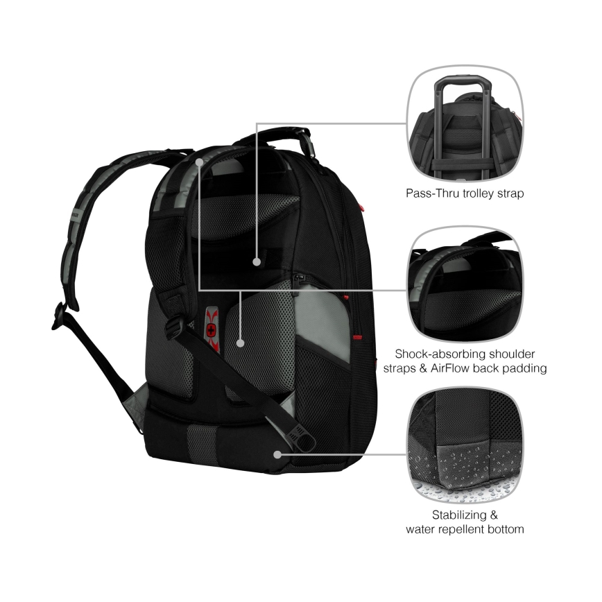 Wenger - Zaino per laptop 25 l 17" con tasca per tablet 12" Pegasus nero/grigio