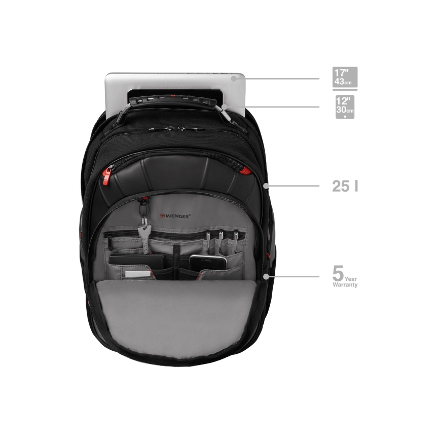 Wenger - Zaino per laptop 25 l 17" con tasca per tablet 12" Pegasus nero/grigio