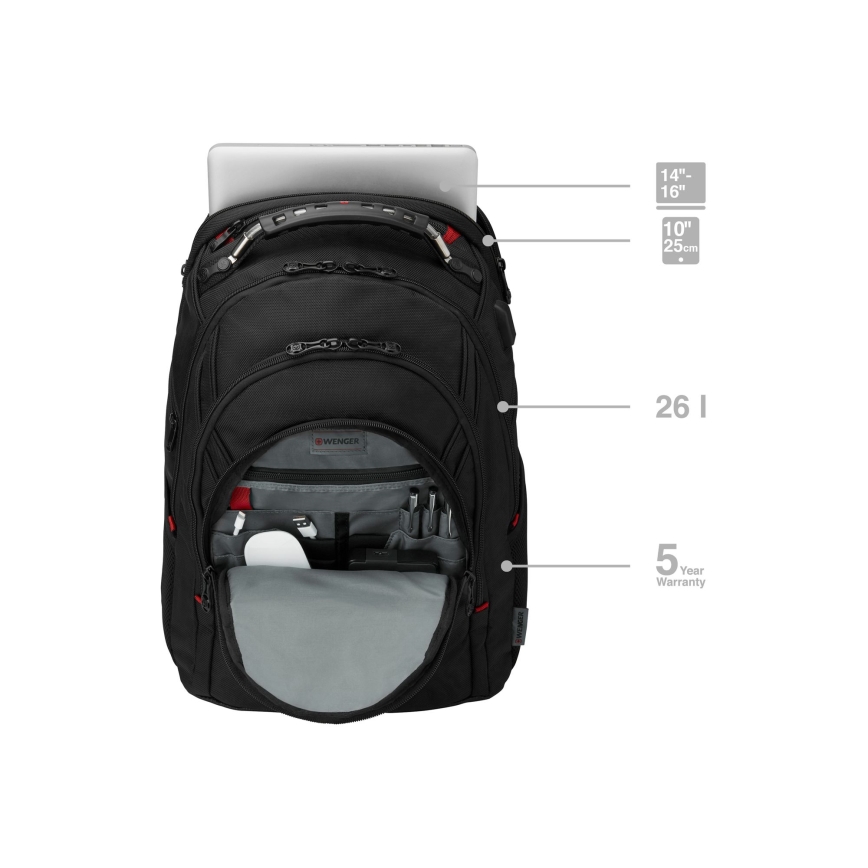 Wenger - Zaino per laptop 26 l 17 con tasca per tablet 10 Ibex Ballistic Deluxe