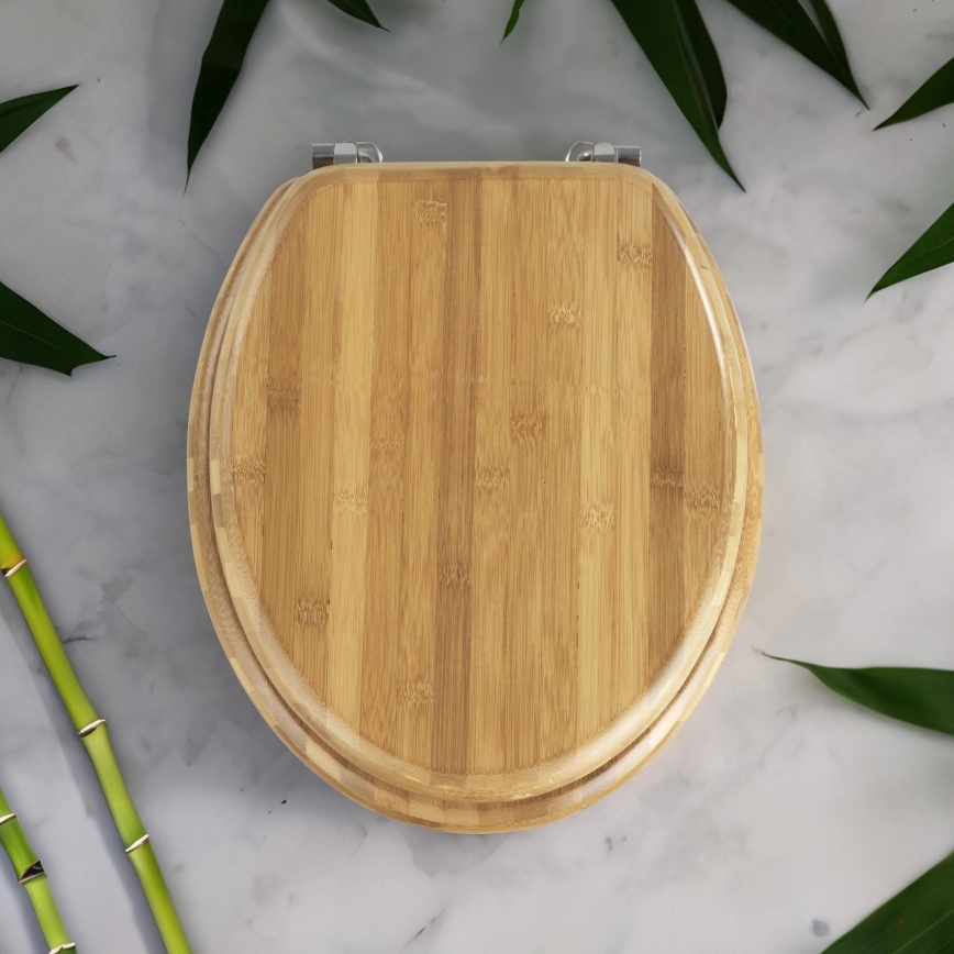 WENKO 144726100 - Sedile per WC BAMBOO 34x41 cm marrone/argento