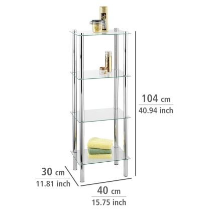 WENKO 15853100 - Scaffale YAGO 40x104 cm acciaio inox/argento/trasparente