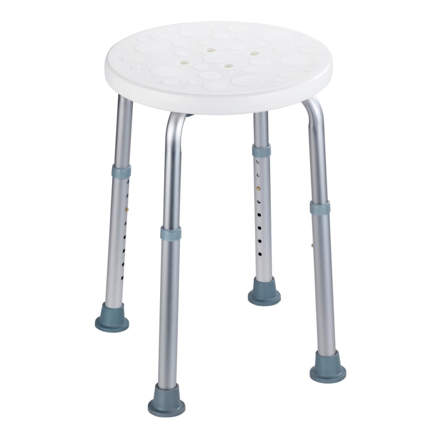 WENKO 1792921100-Sgabello SECURA 45,5x45,5 cm bianco/argento/grigio