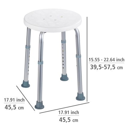 WENKO 1792921100-Sgabello SECURA 45,5x45,5 cm bianco/argento/grigio