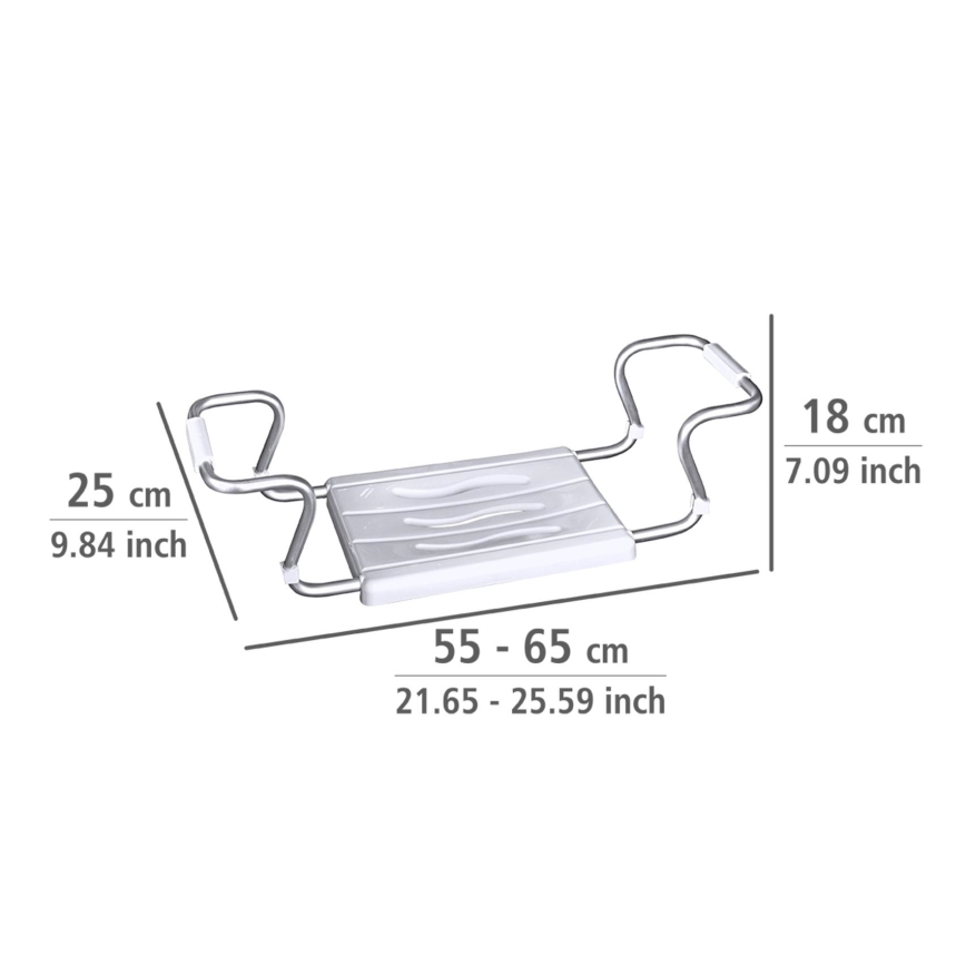 WENKO 17930100-Sedile per vasca SECURA 26x18 cm bianco/argento