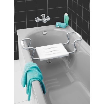 WENKO 17930100-Sedile per vasca SECURA 26x18 cm bianco/argento
