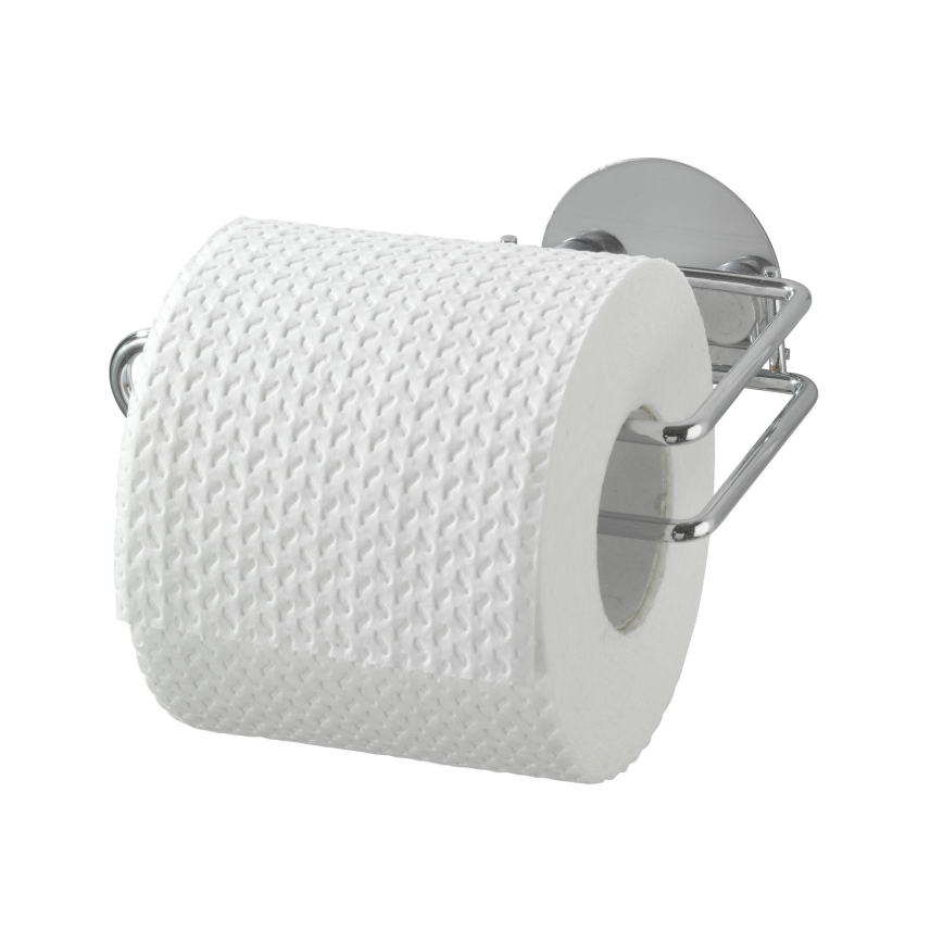 WENKO 18774100 - Porta rotolo per carta igienica TURBO-LOC ROTONDO IN ACCIAIO 14x9 cm cromato