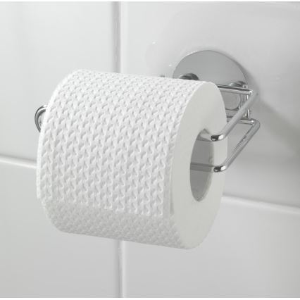 WENKO 18774100 - Porta rotolo per carta igienica TURBO-LOC ROTONDO IN ACCIAIO 14x9 cm cromato