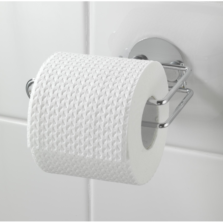 WENKO 18774100 - Porta rotolo per carta igienica TURBO-LOC ROTONDO IN ACCIAIO 14x9 cm cromato