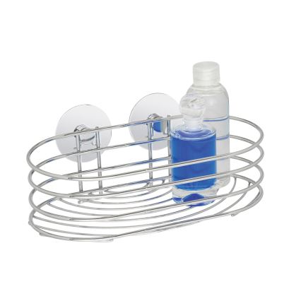 WENKO 18775100 - Mensola TURBO-LOC rotonda in acciaio 23,5 x 13,5 cm, cromo lucido