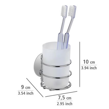 WENKO 18779100-Portaspazzolini TURBO-LOC RUND STAHL 7,5x9 cm cromo lucido/bianco