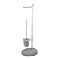 WENKO 19494100 - Scopino WC PEBBLE STONE 23,5x70 cm cromato lucido/grigio/satinato