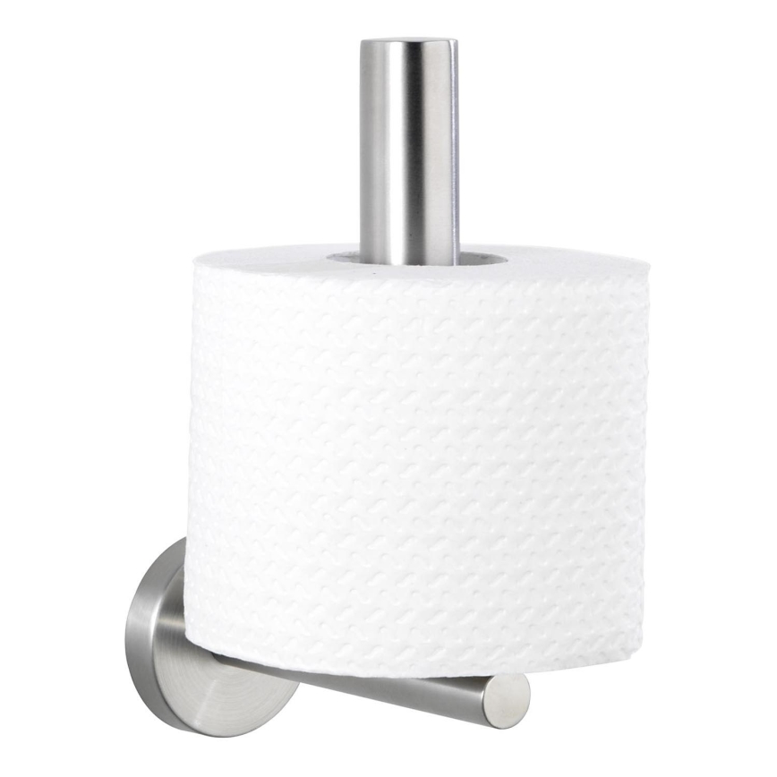 WENKO 19613100 - Portarotolo per carta igienica BOSIO MATT 8x18 cm acciaio inox/argento