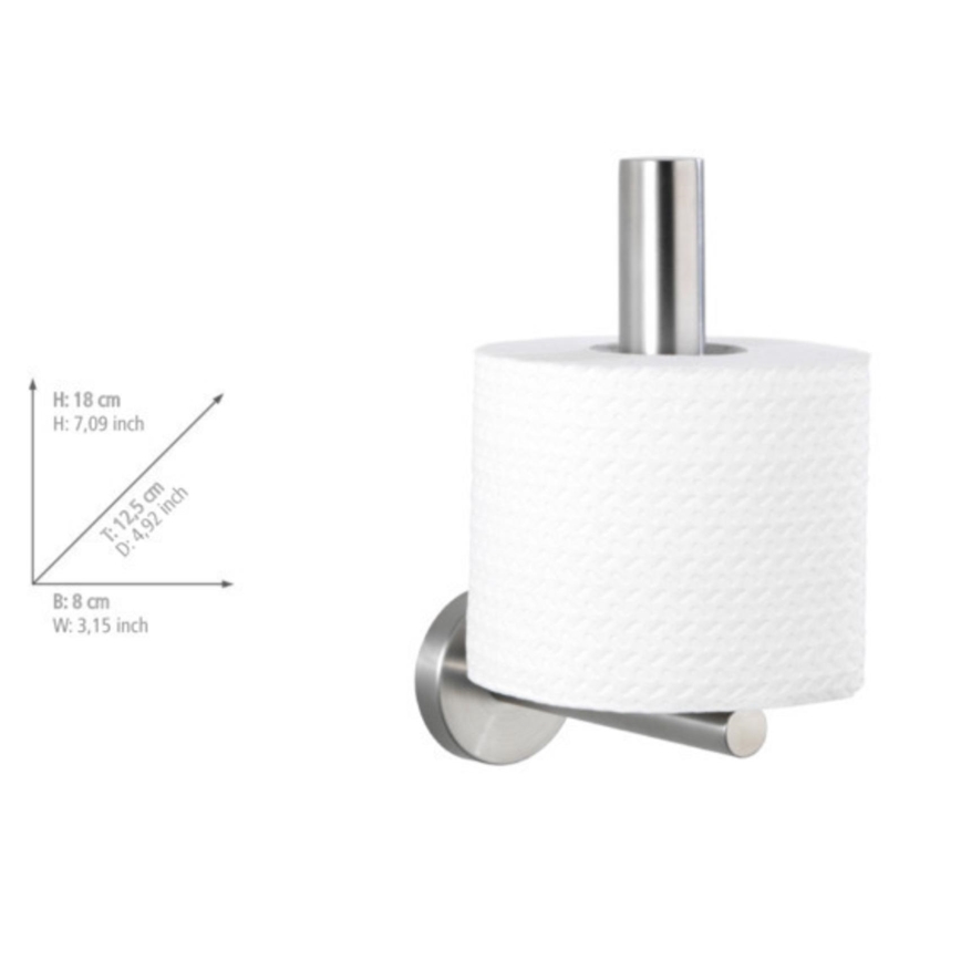 WENKO 19613100 - Portarotolo per carta igienica BOSIO MATT 8x18 cm acciaio inox/argento