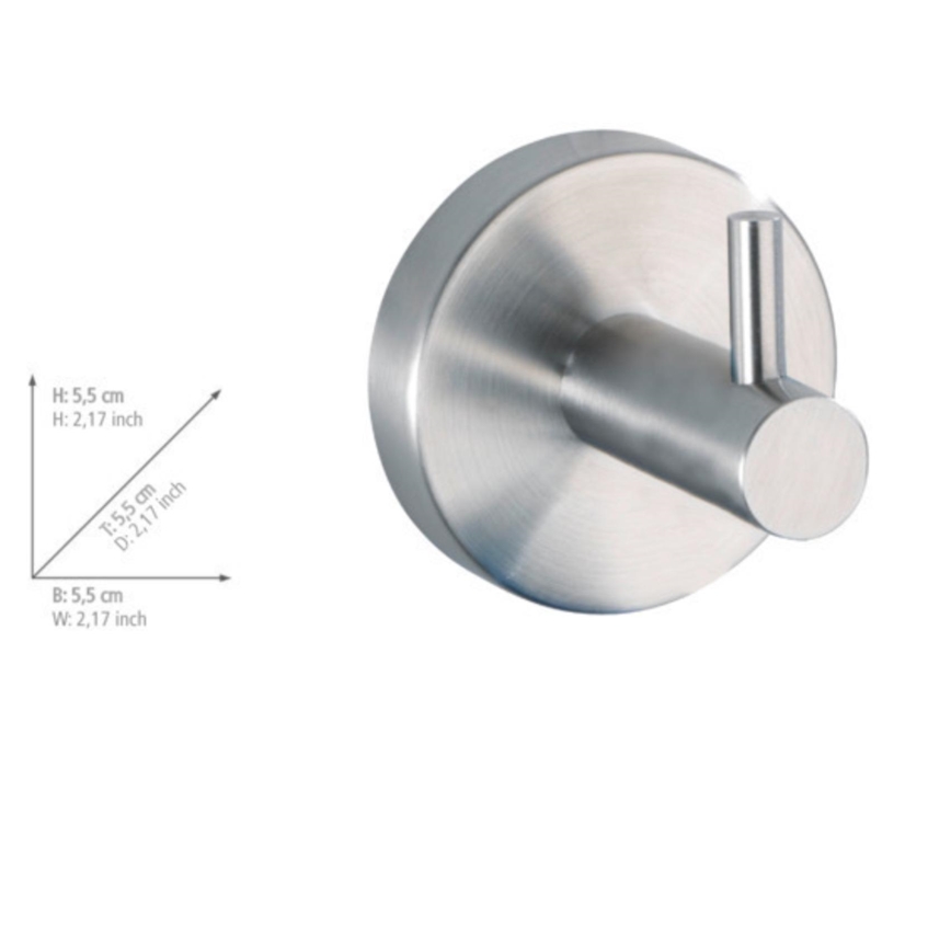 WENKO 19621100 - Gancio BOSIO MATT 5,5x5,5 cm acciaio inox/argento