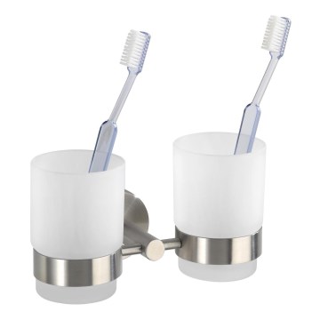 WENKO 19638100 - Portaspazzolini BOSIO MATT 17,5x9,5 cm acciaio inossidabile/argento