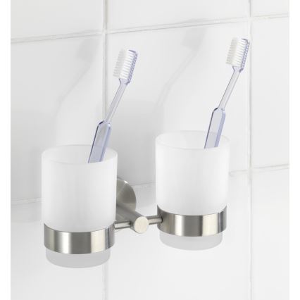 WENKO 19638100 - Portaspazzolini BOSIO MATT 17,5x9,5 cm acciaio inossidabile/argento