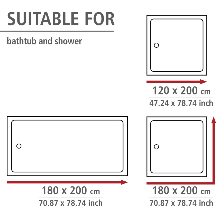 WENKO 20044100 - Tenda da doccia 180x200 cm grigia