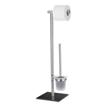 WENKO 20391100 - Scopino WC LIMA 23,5x69 cm acciaio inox/satinato/nero