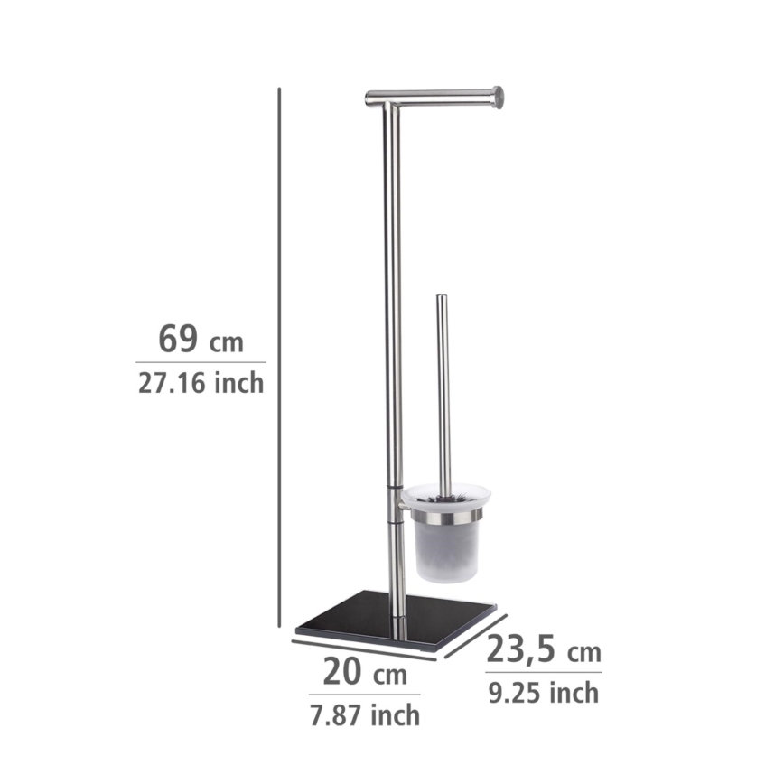 WENKO 20391100 - Scopino WC LIMA 23,5x69 cm acciaio inox/satinato/nero