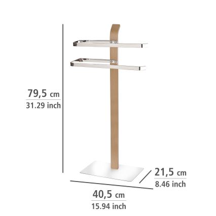 WENKO 20396100 - Porta asciugamani da terra SAMONA 40,5x79,5 cm cromo lucido/marrone