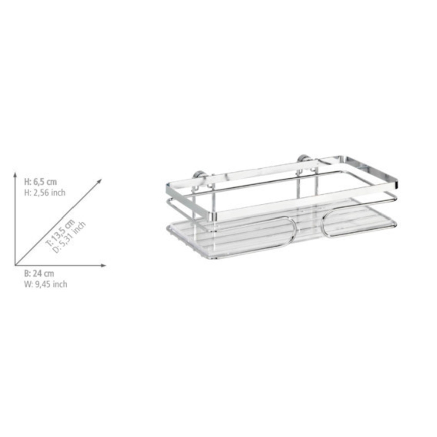 WENKO 20409100- Mensola PREMIUM in acciaio inox 24x13,5 cm, finitura argento