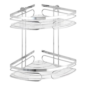 WENKO 20412100 - Mensola angolare PREMIUM in acciaio inossidabile 26,5x27,5 cm, finitura inox/argento