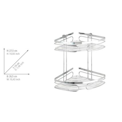 WENKO 20412100 - Mensola angolare PREMIUM in acciaio inossidabile 26,5x27,5 cm, finitura inox/argento