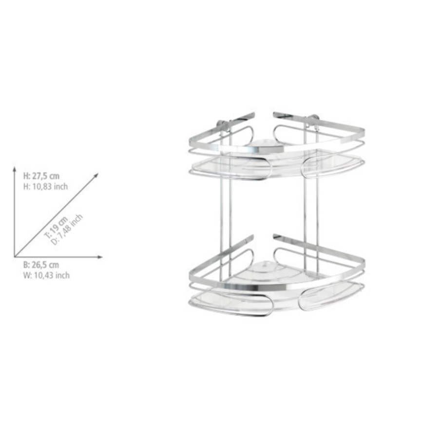WENKO 20412100 - Mensola angolare PREMIUM in acciaio inossidabile 26,5x27,5 cm, finitura inox/argento
