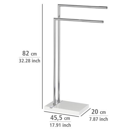 WENKO 20487100 - Porta asciugamani da terra NOBLE 45,5x82 cm cromato lucido/bianco