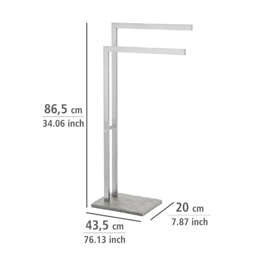 WENKO 20603100 - Porta asciugamani GRANIT 43,5x86,5 cm acciaio inox/satinato/grigio