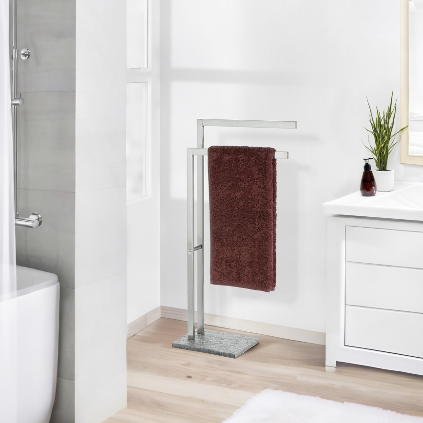 WENKO 20603100 - Porta asciugamani GRANIT 43,5x86,5 cm acciaio inox/satinato/grigio