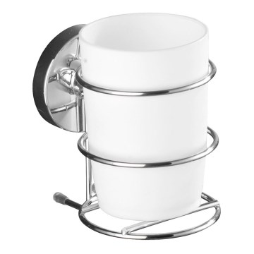 WENKO 20880100-Bicchiere VACUUM-LOC MILAZZO 7,5x11,5 cm lucido cromo/bianco