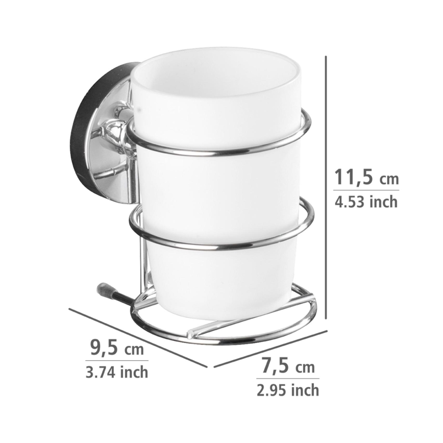 WENKO 20880100-Bicchiere VACUUM-LOC MILAZZO 7,5x11,5 cm lucido cromo/bianco