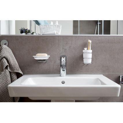 WENKO 20880100-Bicchiere VACUUM-LOC MILAZZO 7,5x11,5 cm lucido cromo/bianco