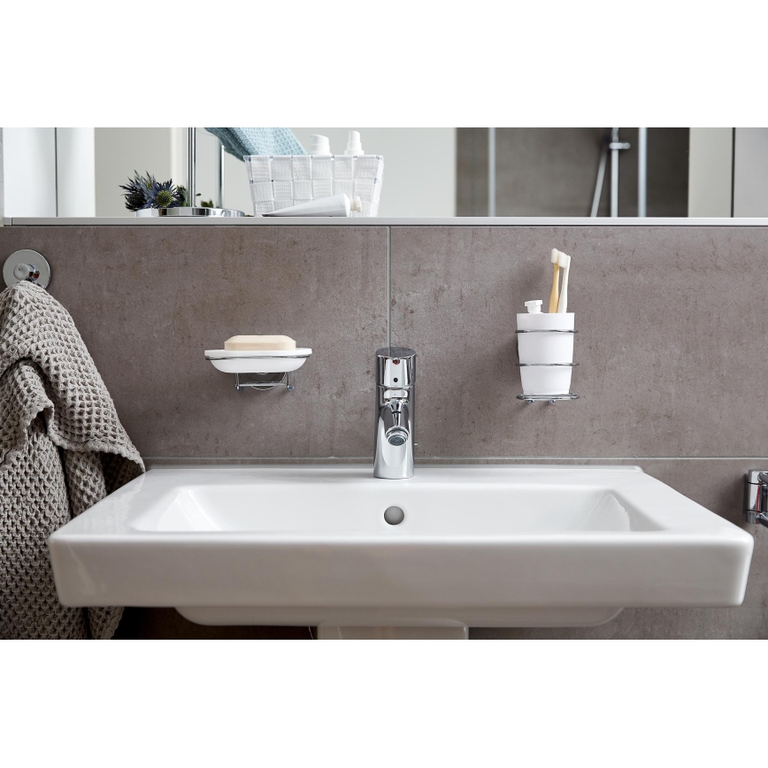 WENKO 20880100-Bicchiere VACUUM-LOC MILAZZO 7,5x11,5 cm lucido cromo/bianco