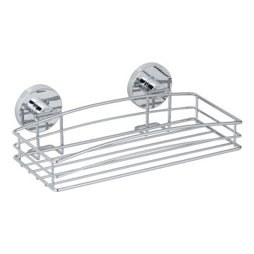 WENKO 20883100 - Mensola rotonda VACUUM-LOC in acciaio 26x15,3 cm, finitura cromata lucida