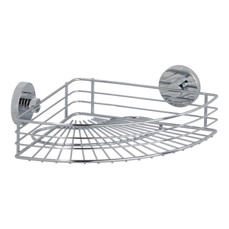 WENKO 20887100-Mensola tonda VACUUM-LOC in acciaio 31x22,5 cm, cromo lucido