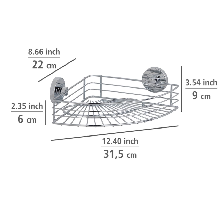 WENKO 20887100-Mensola tonda VACUUM-LOC in acciaio 31x22,5 cm, cromo lucido