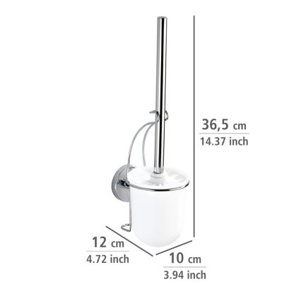 WENKO 20898100-WC spazzola WC VACUUM-LOC MILAZZO 10x34 cm acciaio inox/cromo lucido/bianco