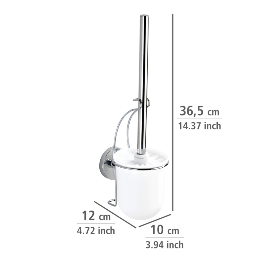 WENKO 20898100-WC spazzola WC VACUUM-LOC MILAZZO 10x34 cm acciaio inox/cromo lucido/bianco