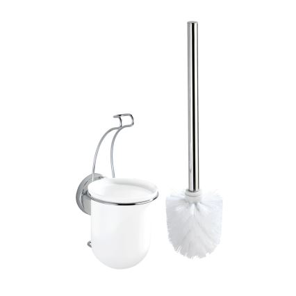 WENKO 20898100-WC spazzola WC VACUUM-LOC MILAZZO 10x34 cm acciaio inox/cromo lucido/bianco