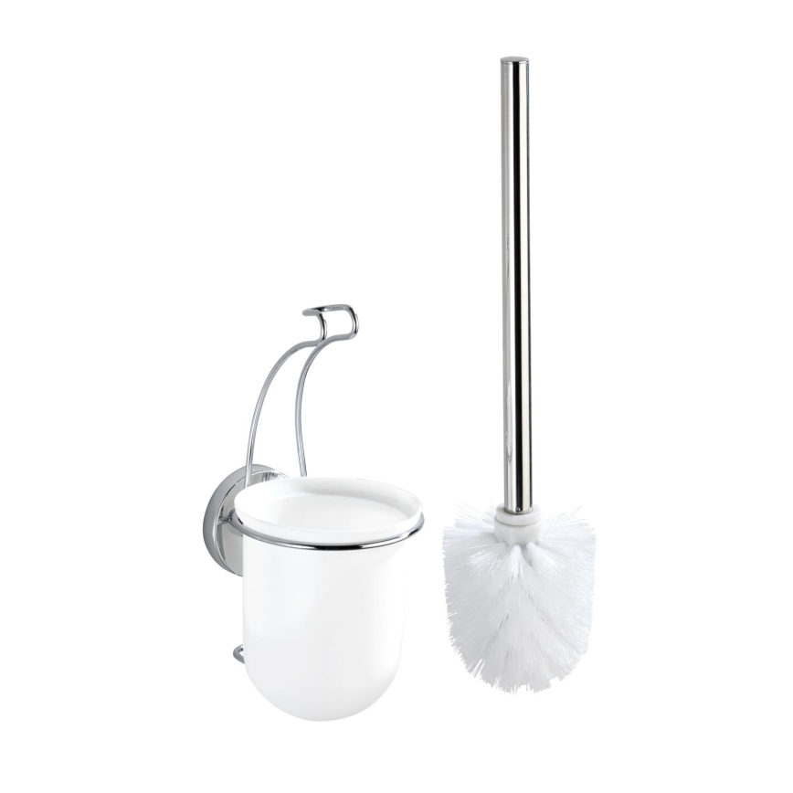 WENKO 20898100-WC spazzola WC VACUUM-LOC MILAZZO 10x34 cm acciaio inox/cromo lucido/bianco