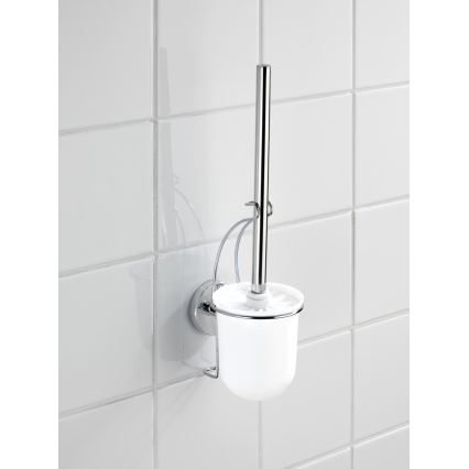 WENKO 20898100-WC spazzola WC VACUUM-LOC MILAZZO 10x34 cm acciaio inox/cromo lucido/bianco