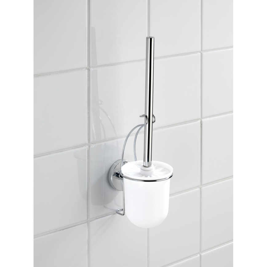 WENKO 20898100-WC spazzola WC VACUUM-LOC MILAZZO 10x34 cm acciaio inox/cromo lucido/bianco