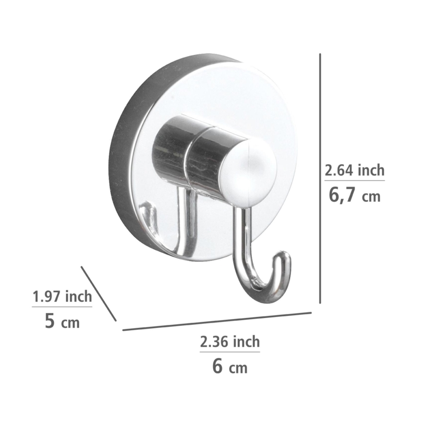 WENKO 20900100-Gancio VACUUM-LOC rotondo in acciaio 6x6,7 cm cromo lucido