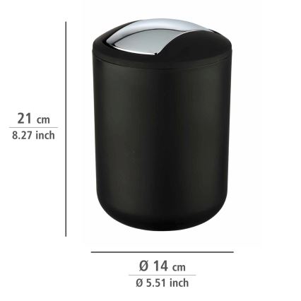 WENKO 21211100 - Cestino per rifiuti BRASIL 14x21 cm nero/cromo lucido