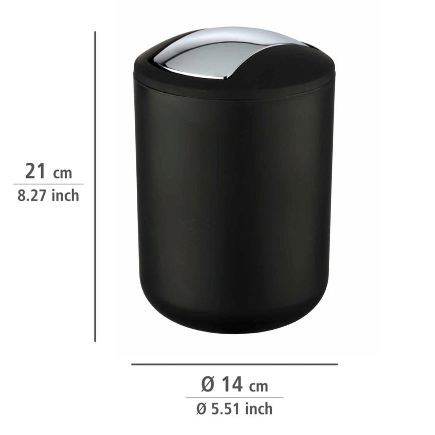 WENKO 21211100 - Cestino per rifiuti BRASIL 14x21 cm nero/cromo lucido