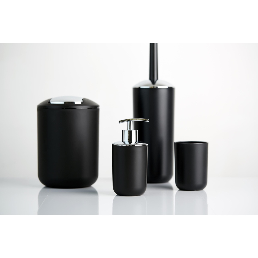 WENKO 21211100 - Cestino per rifiuti BRASIL 14x21 cm nero/cromo lucido