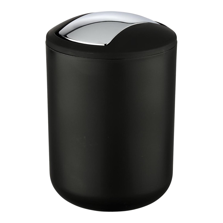 WENKO 21211100 - Cestino per rifiuti BRASIL 14x21 cm nero/cromo lucido