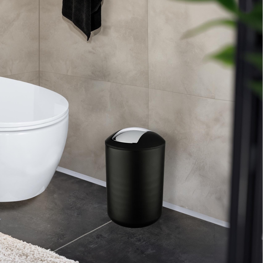 WENKO 21212100 - Cestino BRASIL 19,5x31 cm nero/cromo lucido